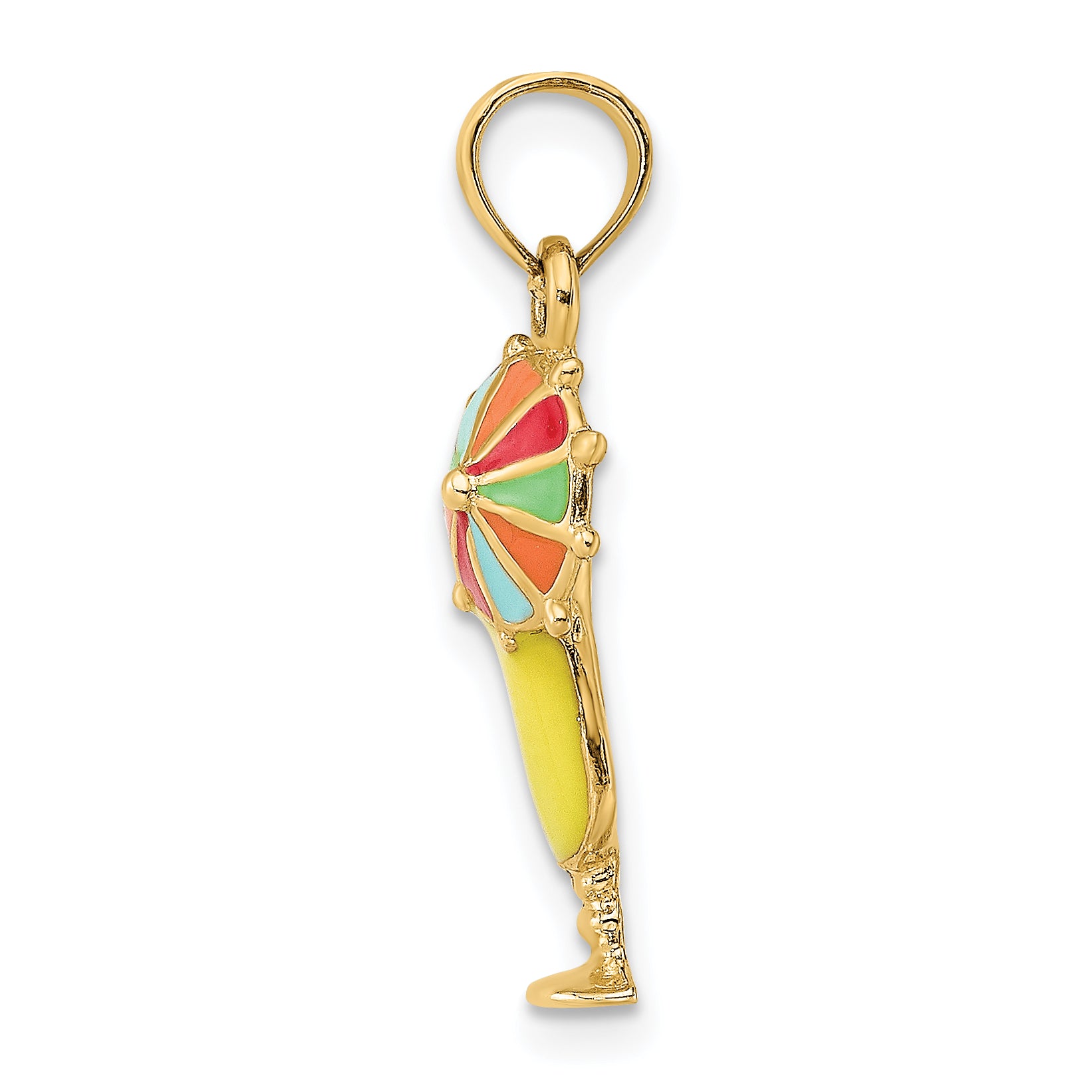 14K Yellow Enamel Drink w/Multi-Colored Umbrella Charm Secondary image