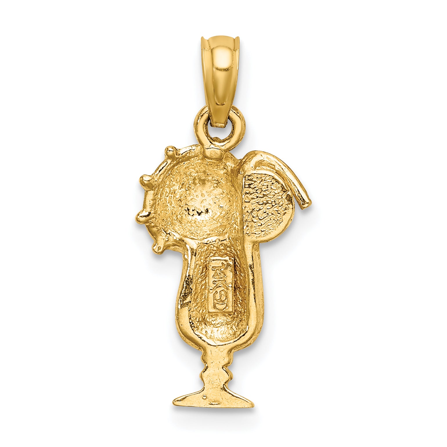 14K Yellow Enamel Drink w/Multi-Colored Umbrella Charm