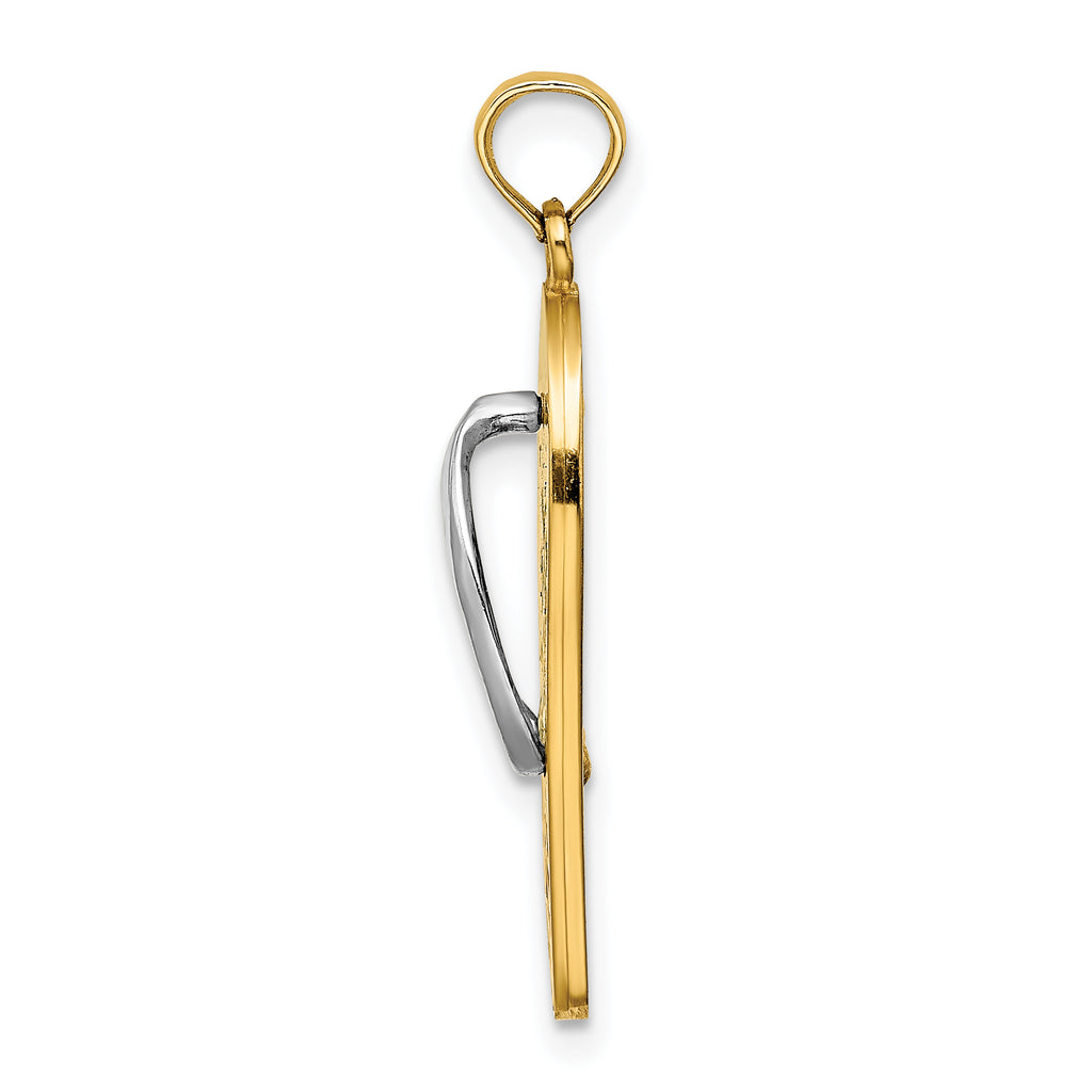 14K w/Rhodium 3D Enamel Palm Tree and Bucket Flip-Flop Charm