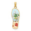 14K w/Rhodium 3D Enamel Palm Tree and Bucket Flip-Flop Charm