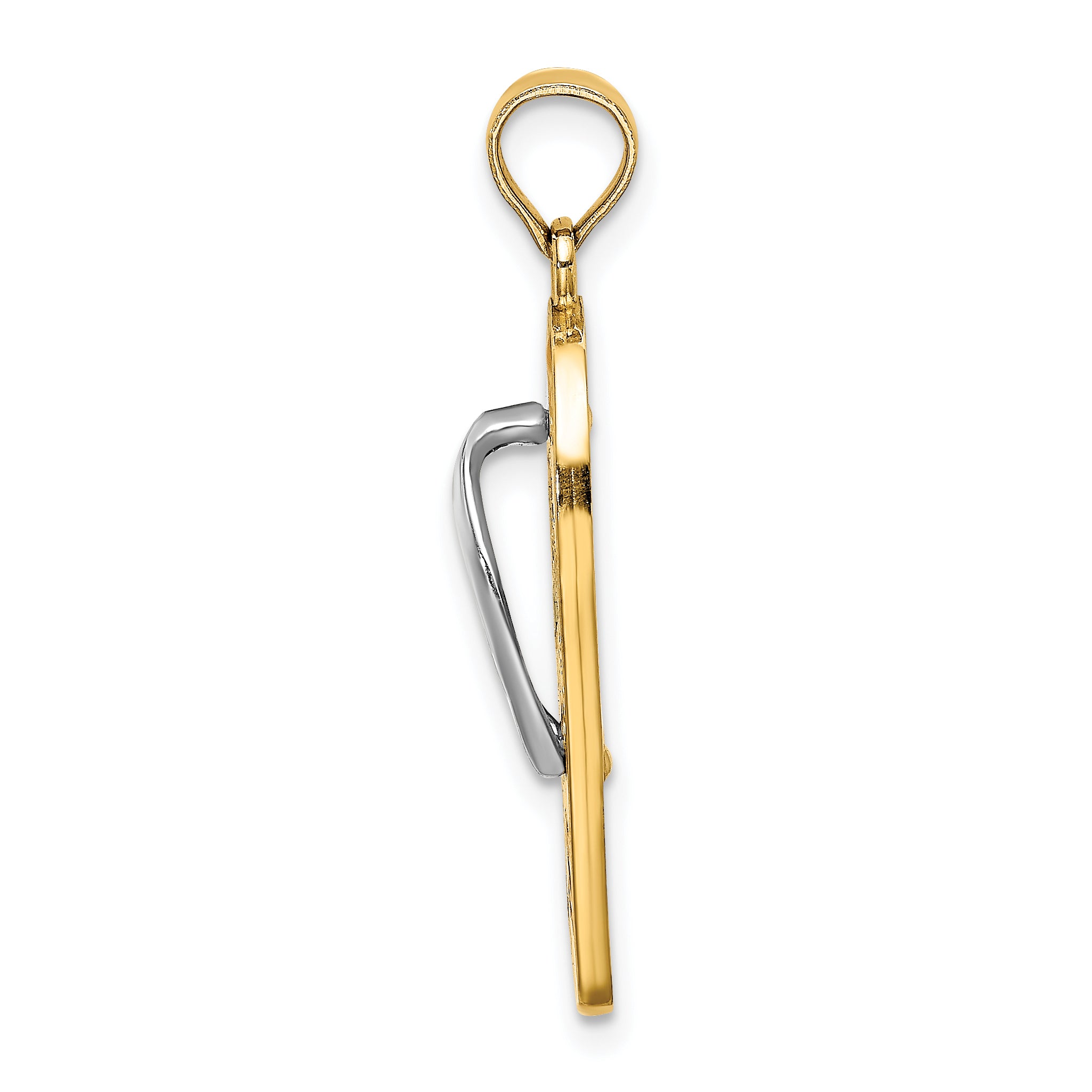 14K Yellow Gold With Rhodium Multi-Colored 3D Enamel Beach Scene On Flip-Flop Charm Secondary image