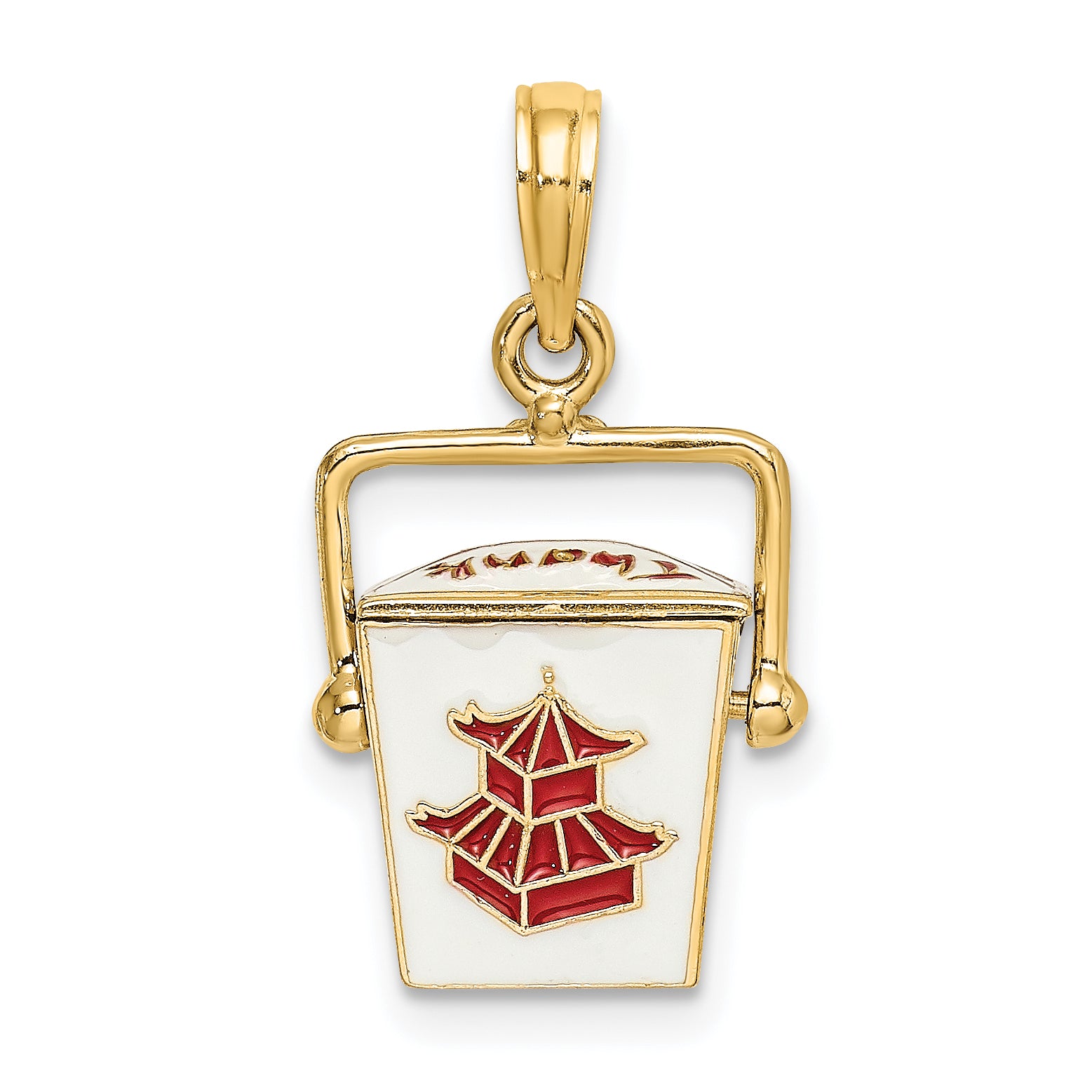14K 3-D Enameled Moveable Chinese Take-Out Box Charm Main image