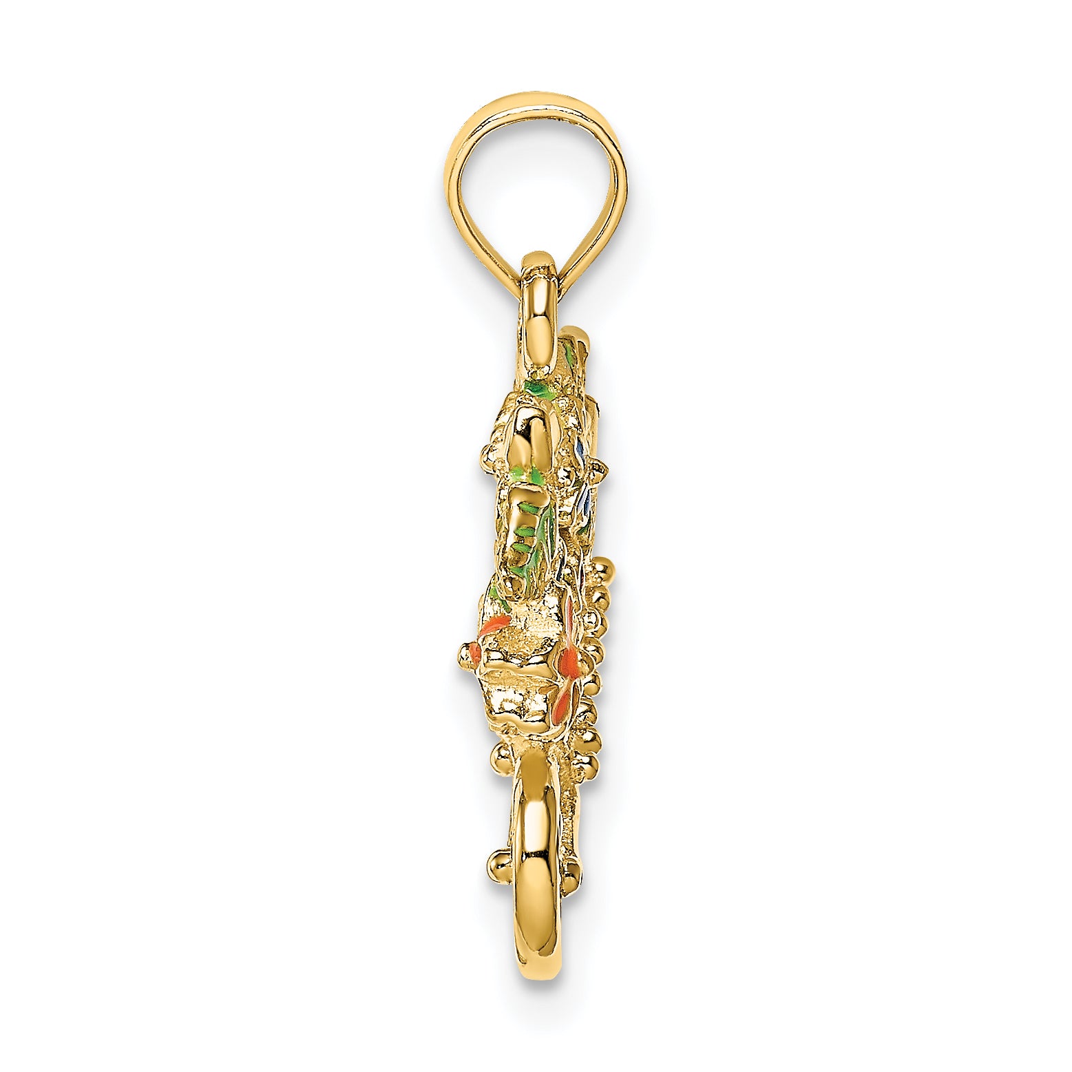 14K 3-D Multi-color Enamel flower Cart Charm Secondary image