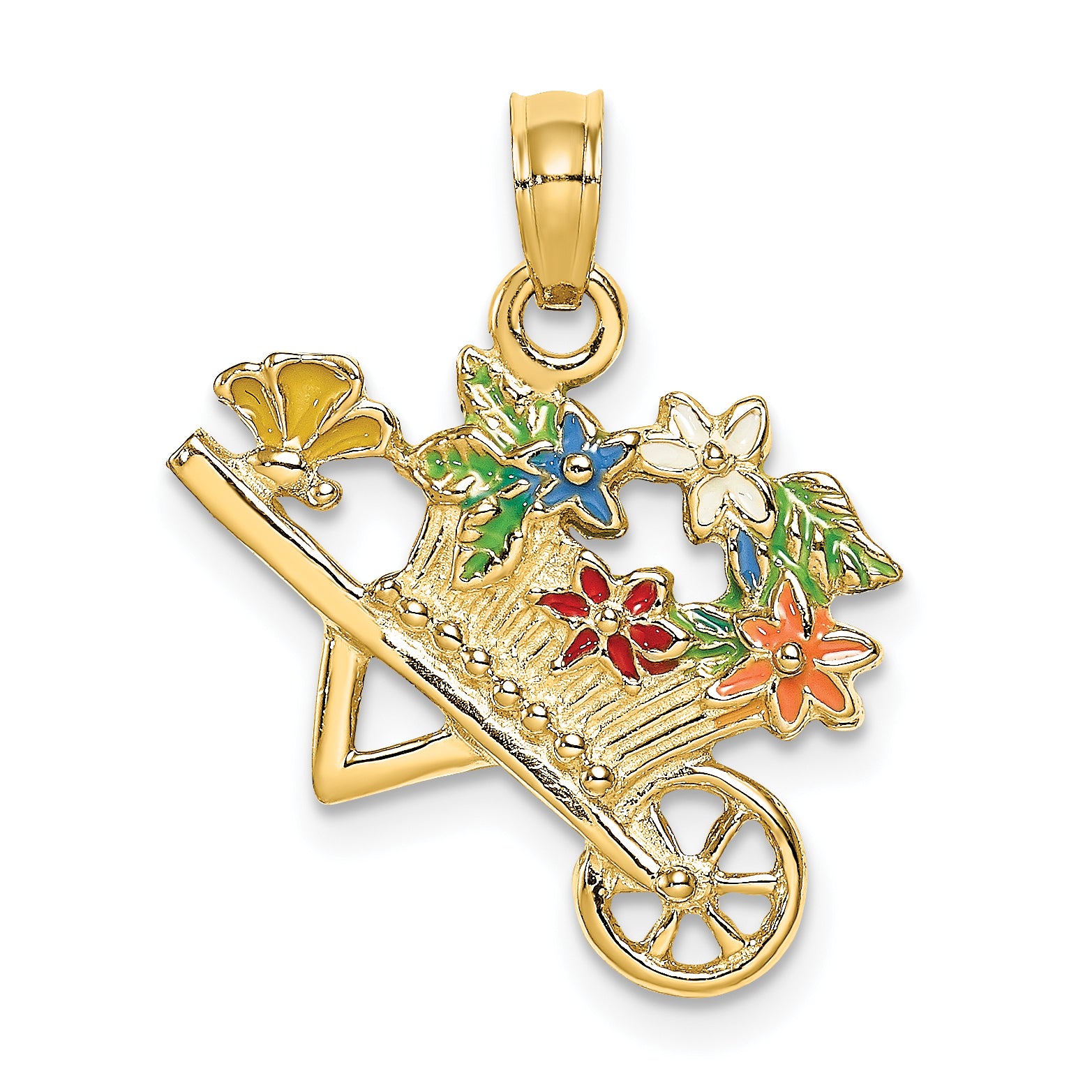 14K 3-D Multi-color Enamel flower Cart Charm Main image