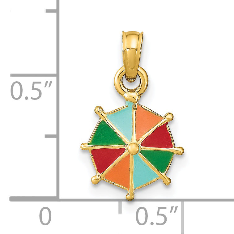 14K W/ Multi-Color Enamel Umbrella Charm Secondary image