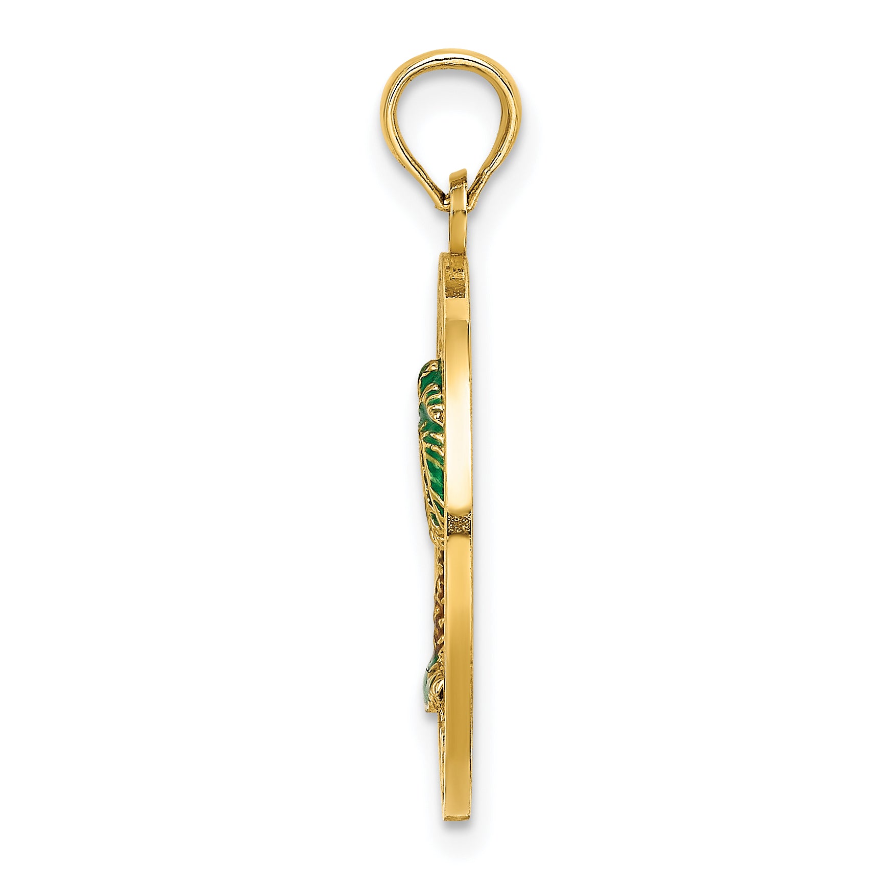 14K BLUFFTON SC Circle Enameled Palm Tree Charm Secondary image