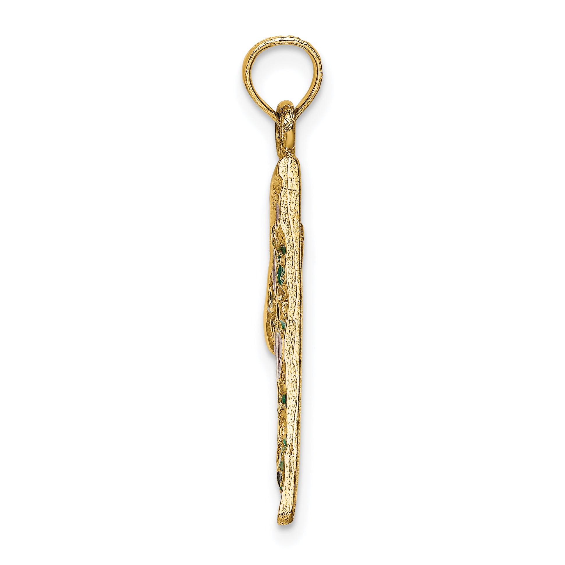 14K Multi-color Enameled Large Pepperoni Pizza Slice Pendant Secondary image
