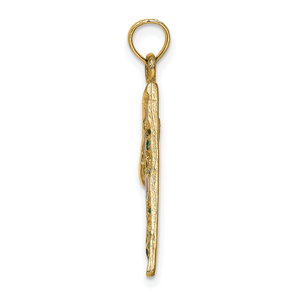 14K Multi-color Enameled Large Pepperoni Pizza Slice Pendant
