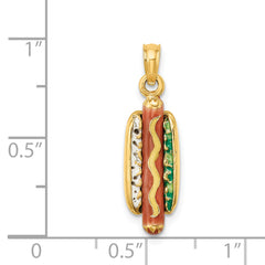 14K 3-D Enamel Hot Dog w/ Bun Charm
