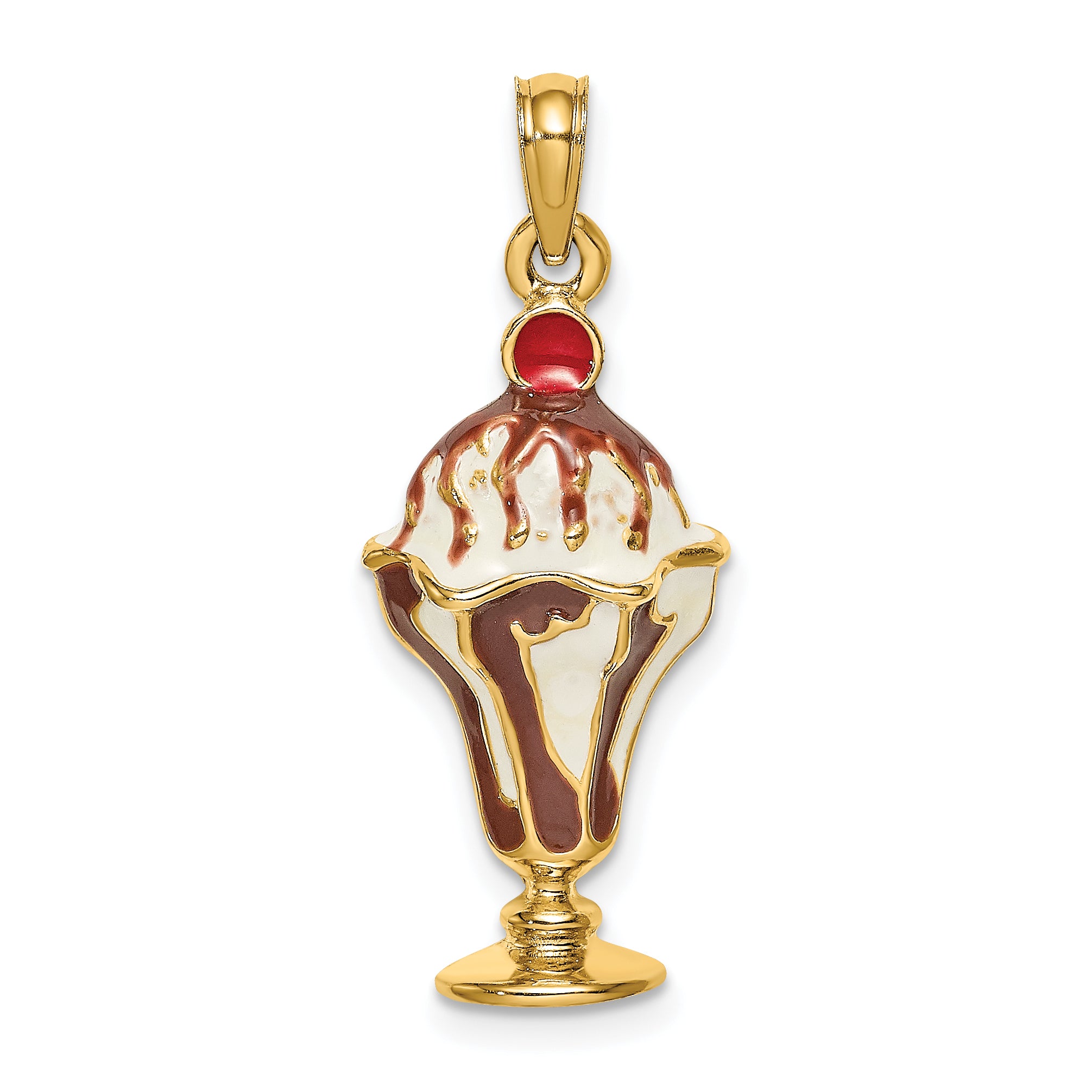 14K Chocolate Ice Cream Sundae W/Cherry Top Charm Main image