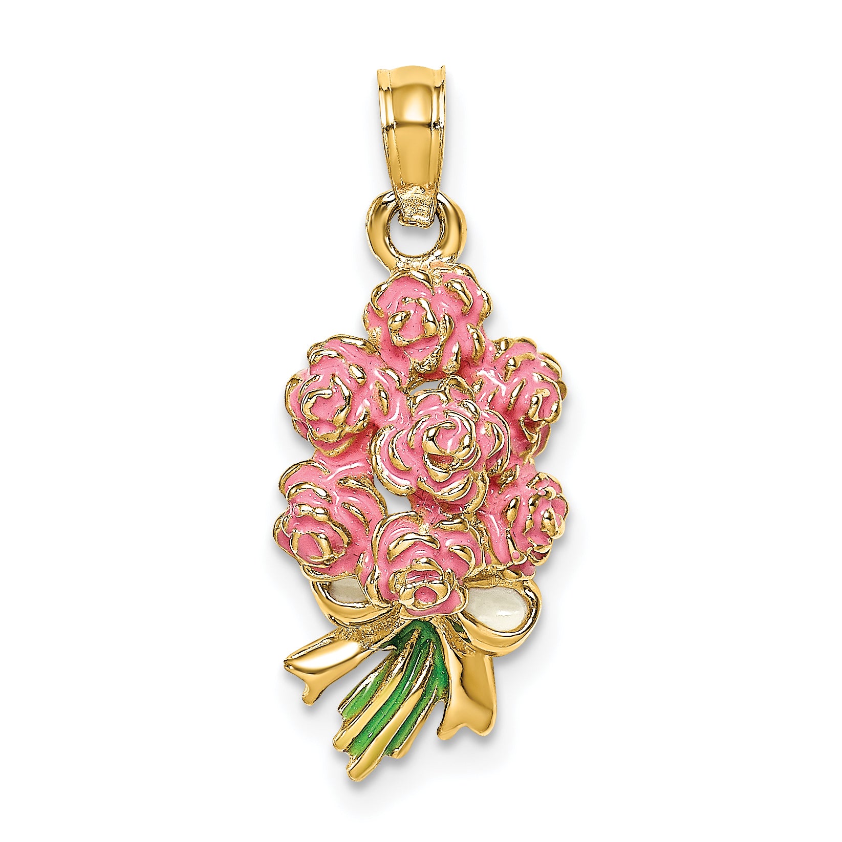 14K Enameled Bouquet of Pink Roses Main image