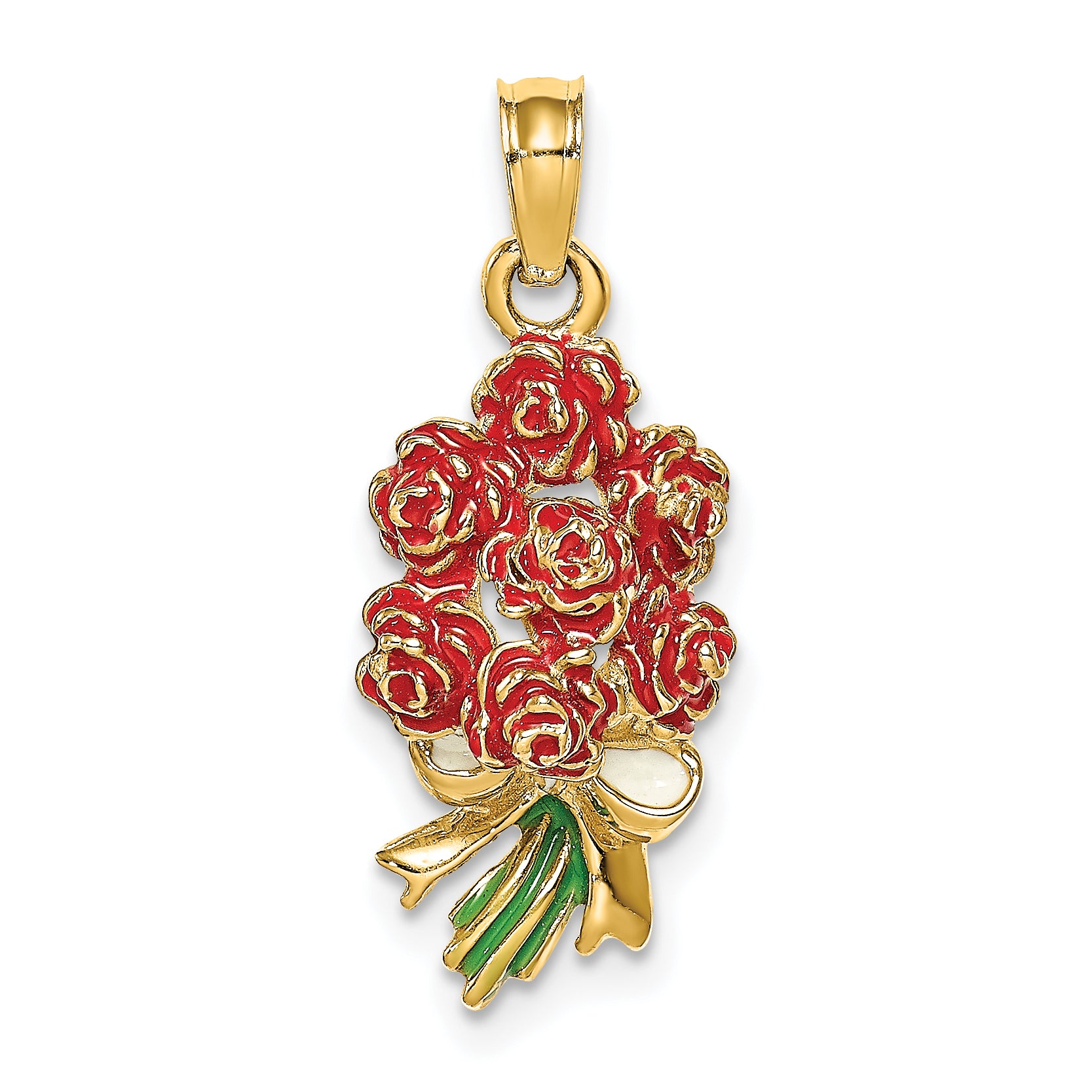 14K Enameled Bouquet of Red Roses Main image