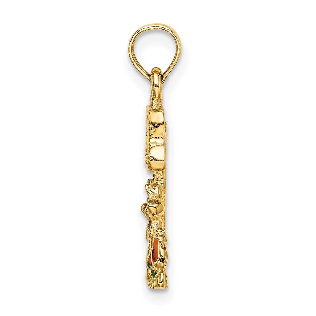 14K Multi Enamel MY GARDEN Post Flower Charm