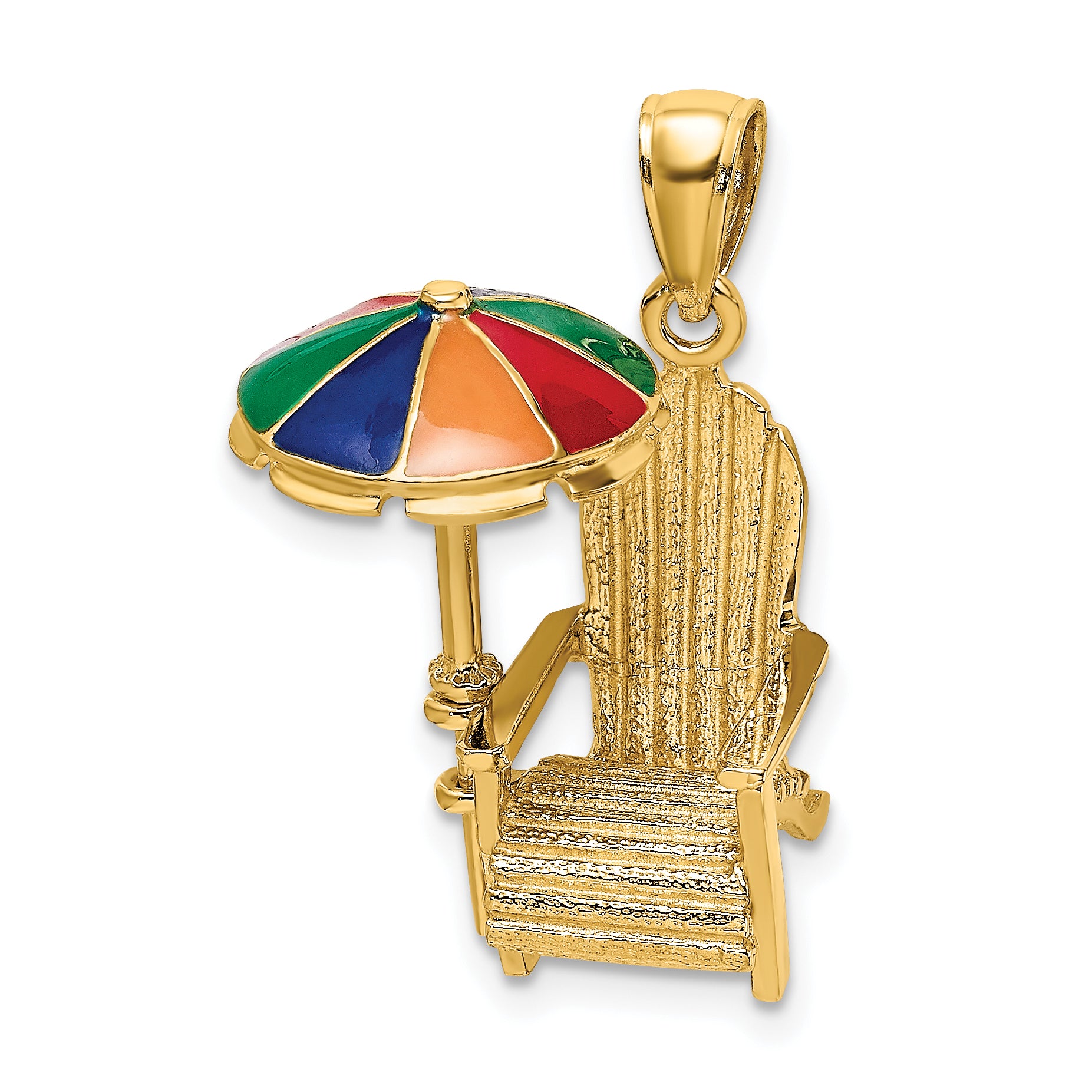 14K 3-D w/ Enamel Umbrella Beach Chair Charm
