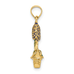 14K 3-D Enameled Lavender Hydrangea Flowers In Pot Charm