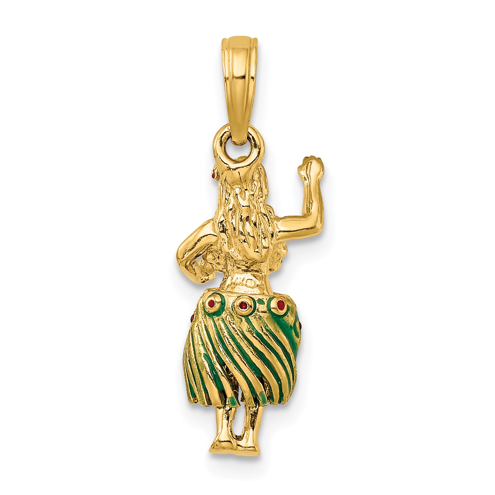 14K 3-D Hula Girl w/ Moveable Grass Skirt Charm