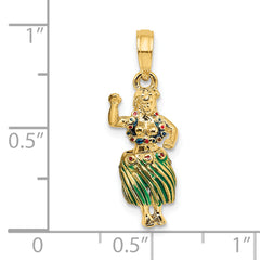 14K 3-D Hula Girl w/ Moveable Grass Skirt Charm