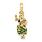 14K 3-D Hula Girl w/ Moveable Grass Skirt Charm