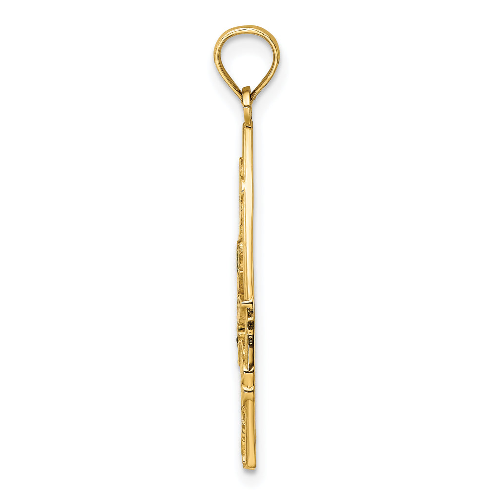14K Enamel Dragonfly and Flowers Triangle Charm