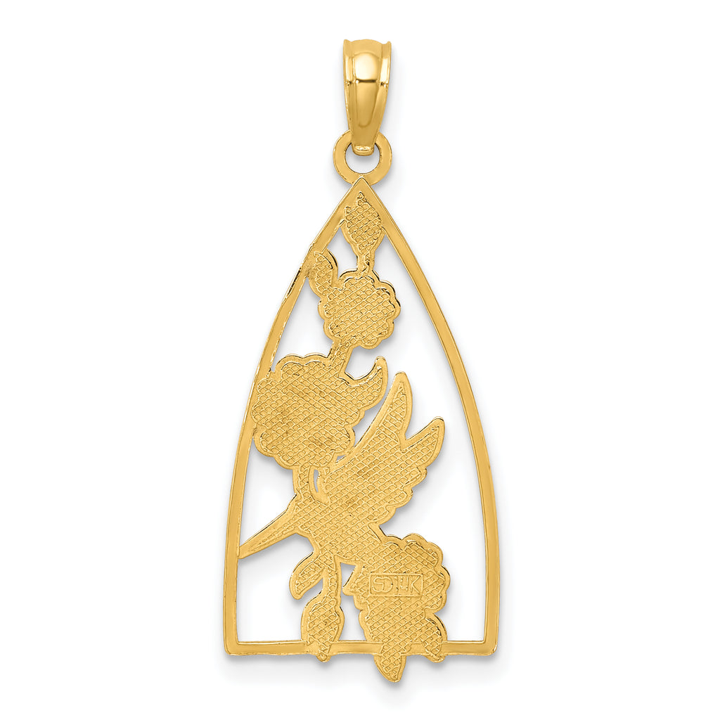 14K w/ Enamel Hummingbird and Flowers Charm