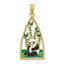 14K Enamel Panda Bear and Bamboo Charm