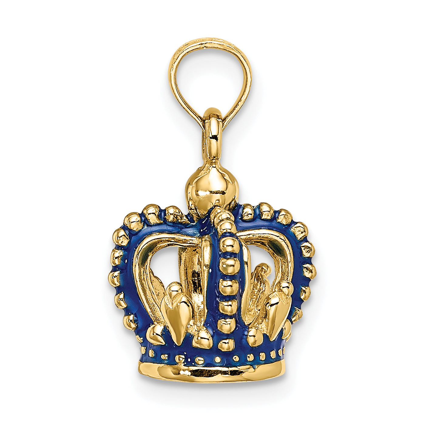 14K 3-D Blue Enamel Crown Charm Secondary image