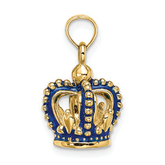 14K 3-D Blue Enamel Crown Charm