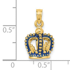 14K 3-D Blue Enamel Crown Charm