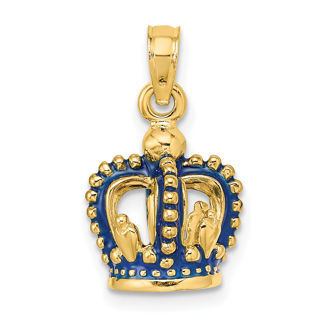 14K 3-D Blue Enamel Crown Charm