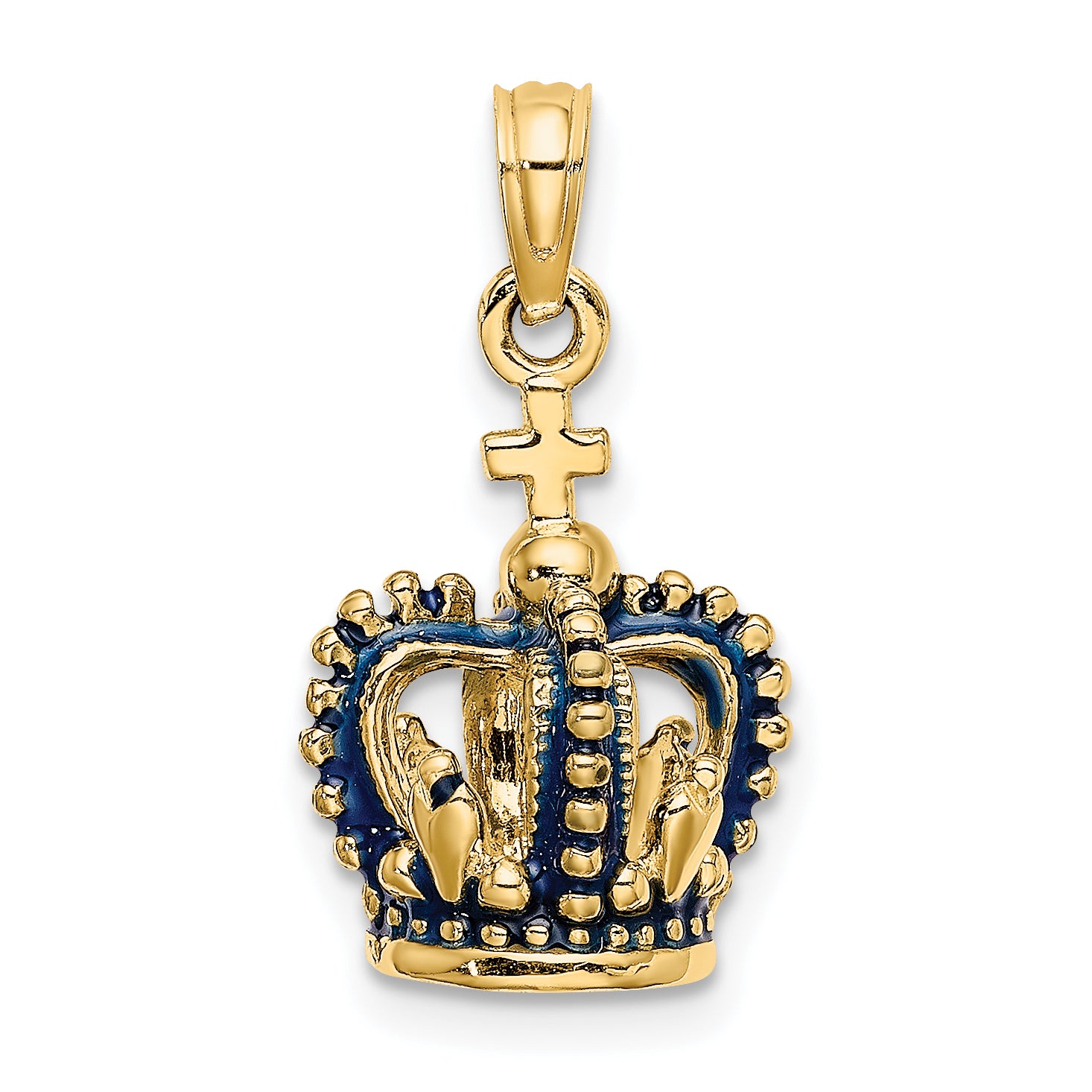 14K 3-D w/ Blue Enamel Crown Charm