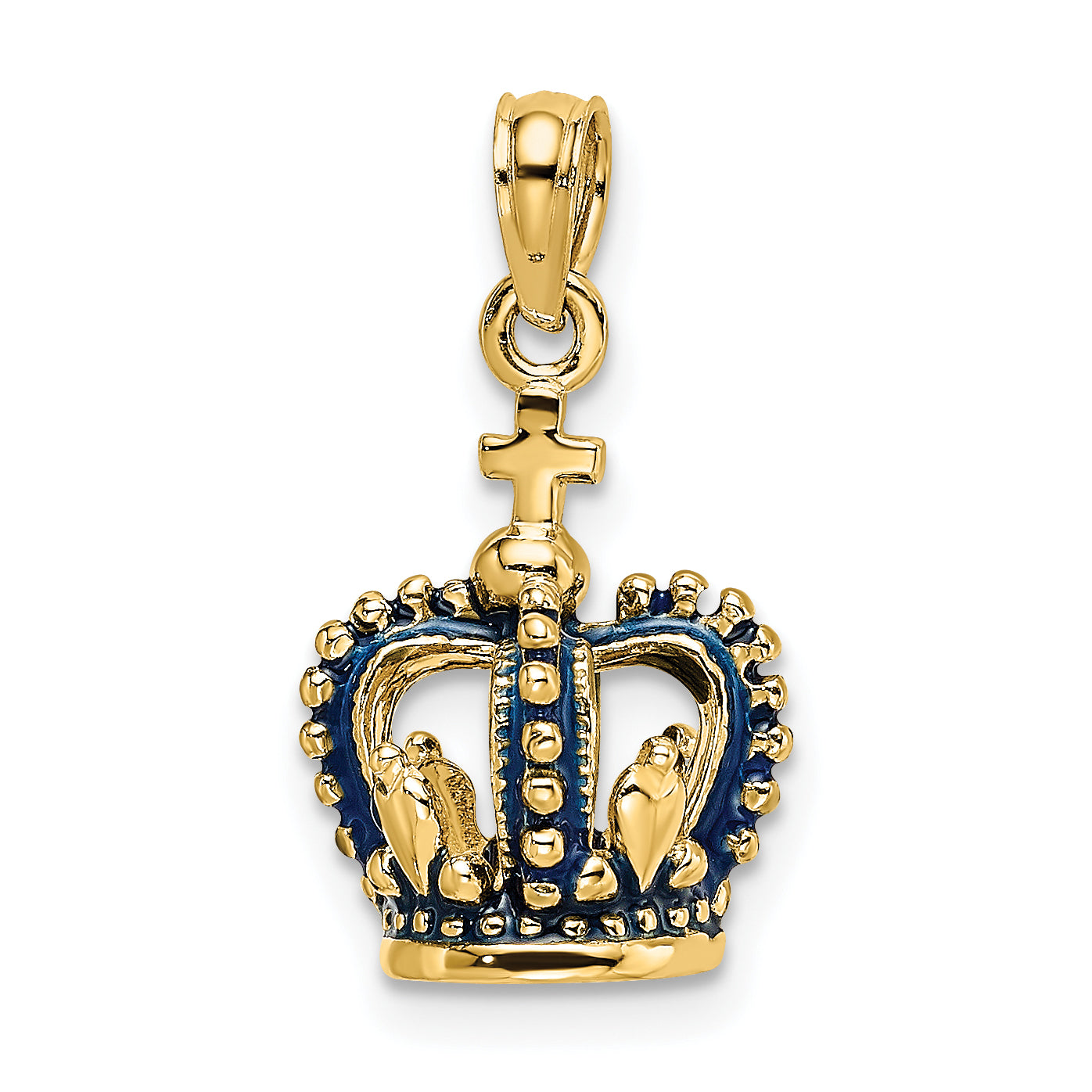 14K 3-D w/ Blue Enamel Crown Charm