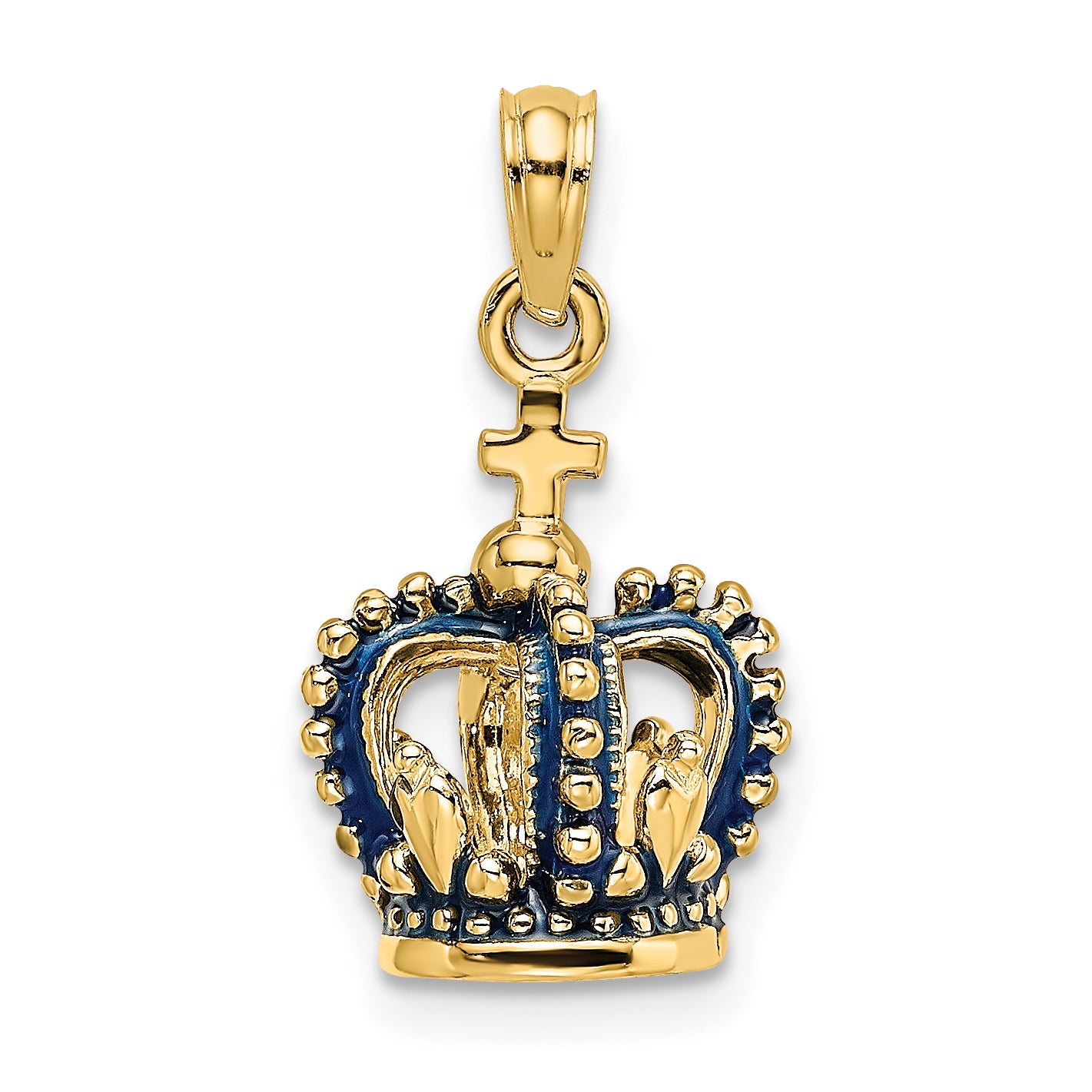 14K 3-D w/ Blue Enamel Crown Charm