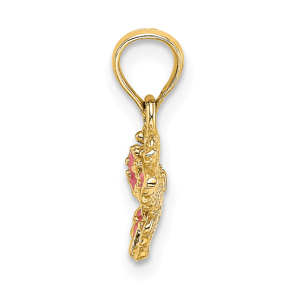 14K Enamel Mini Pink Butterfly Charm