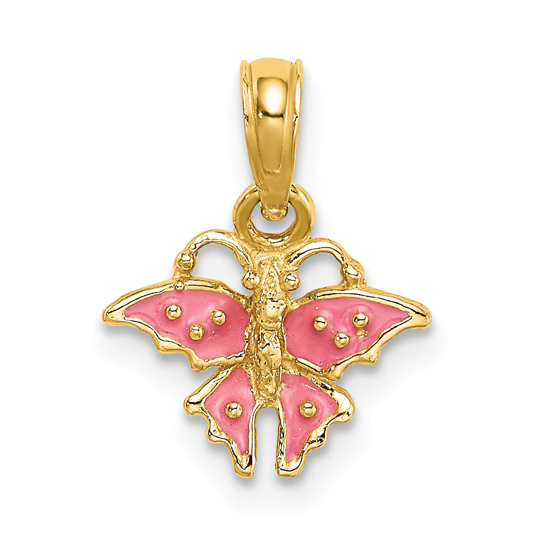 14K Enamel Mini Pink Butterfly Charm Main image