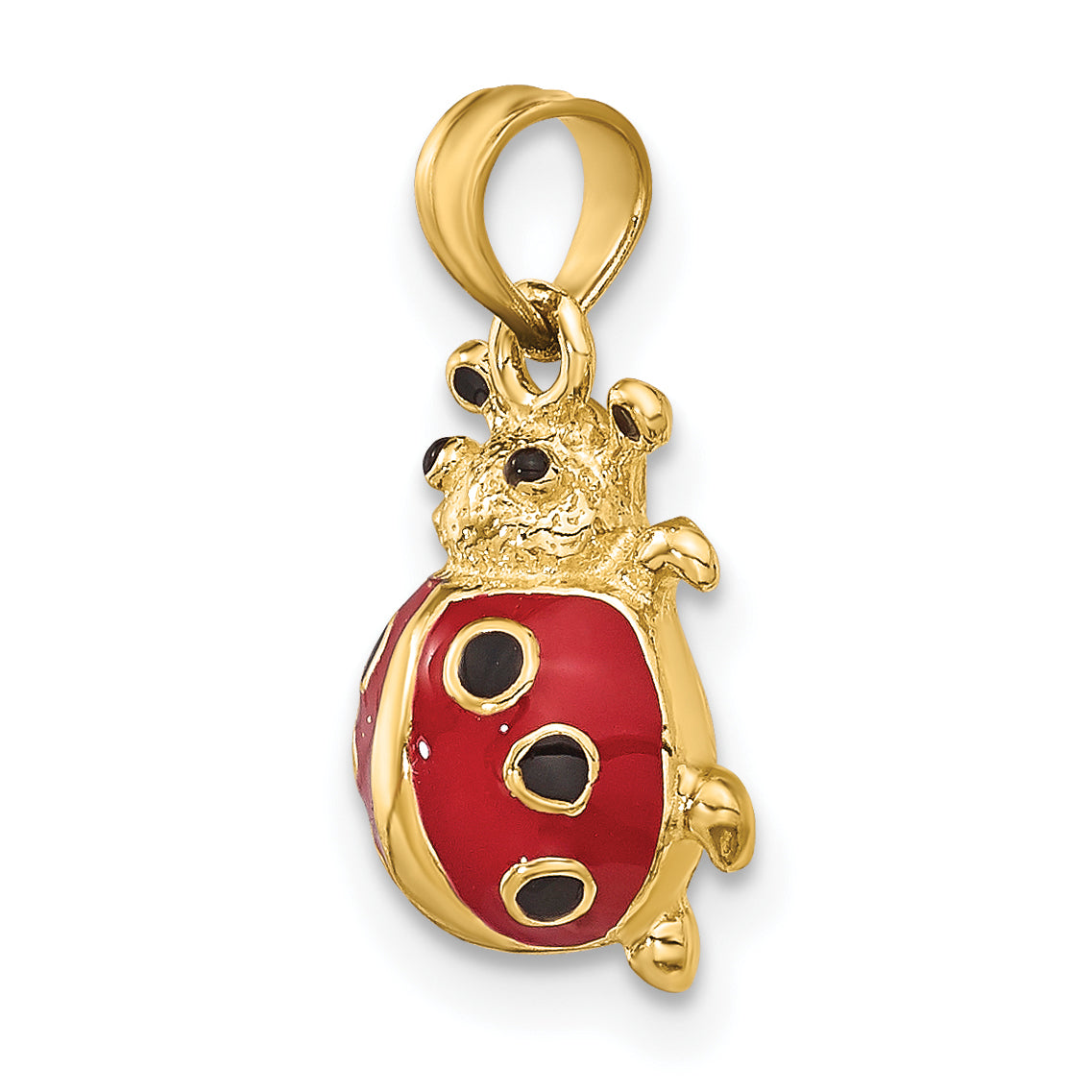 14K Red Enameled Ladybug Charm