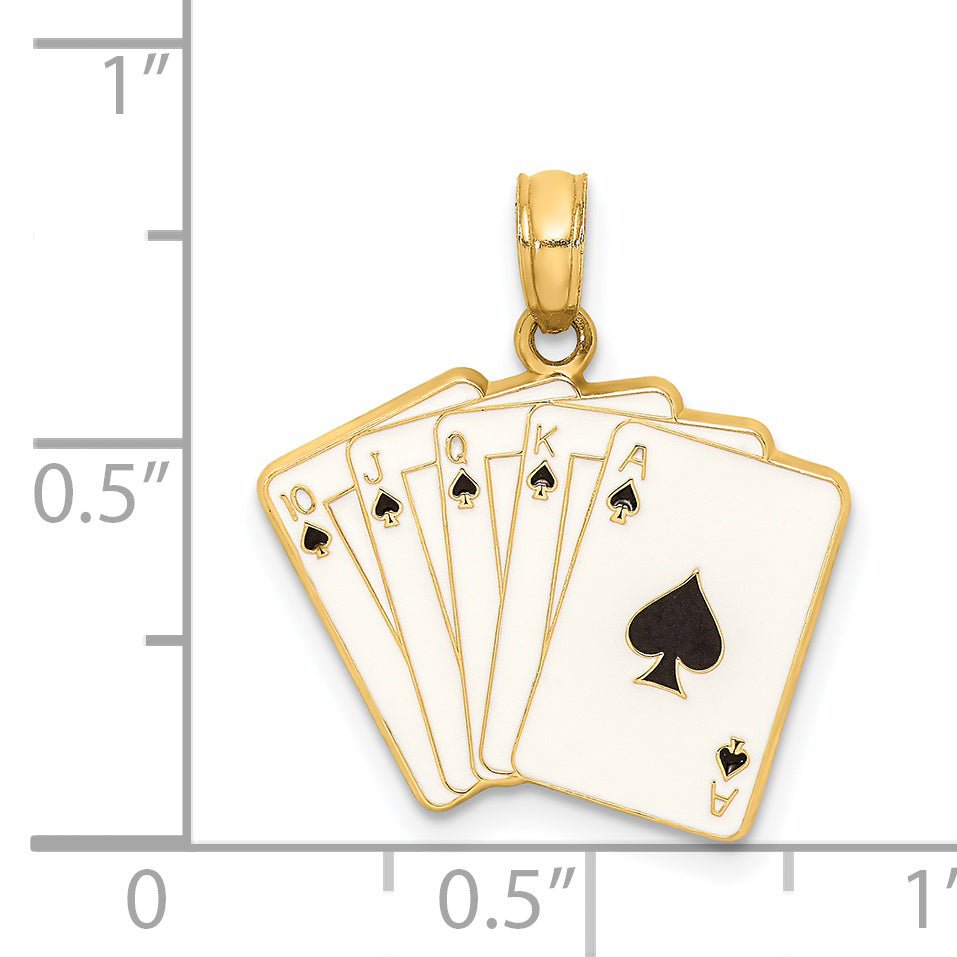14K Enamel Playing Cards Royal Flush Charm