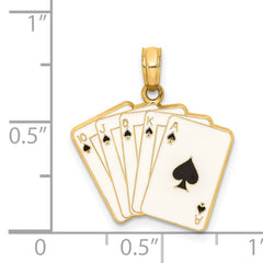 14K Enamel Playing Cards Royal Flush Charm