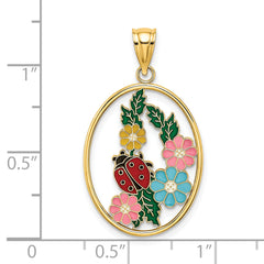 14K Stained Glass w/ Enamel Oval Ladybug Charm