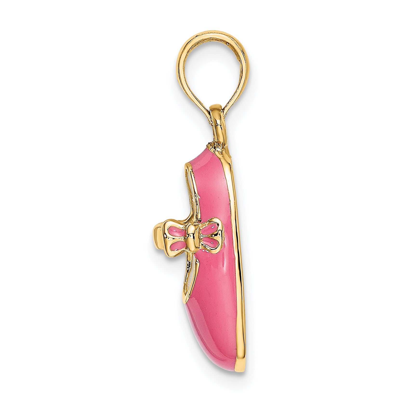 14K 3-D w/ Pink Enamel Baby Shoe Charm Secondary image