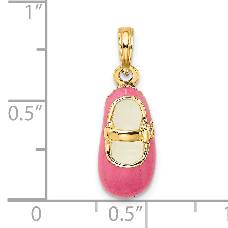 14K 3-D w/ Pink Enamel Baby Shoe Charm