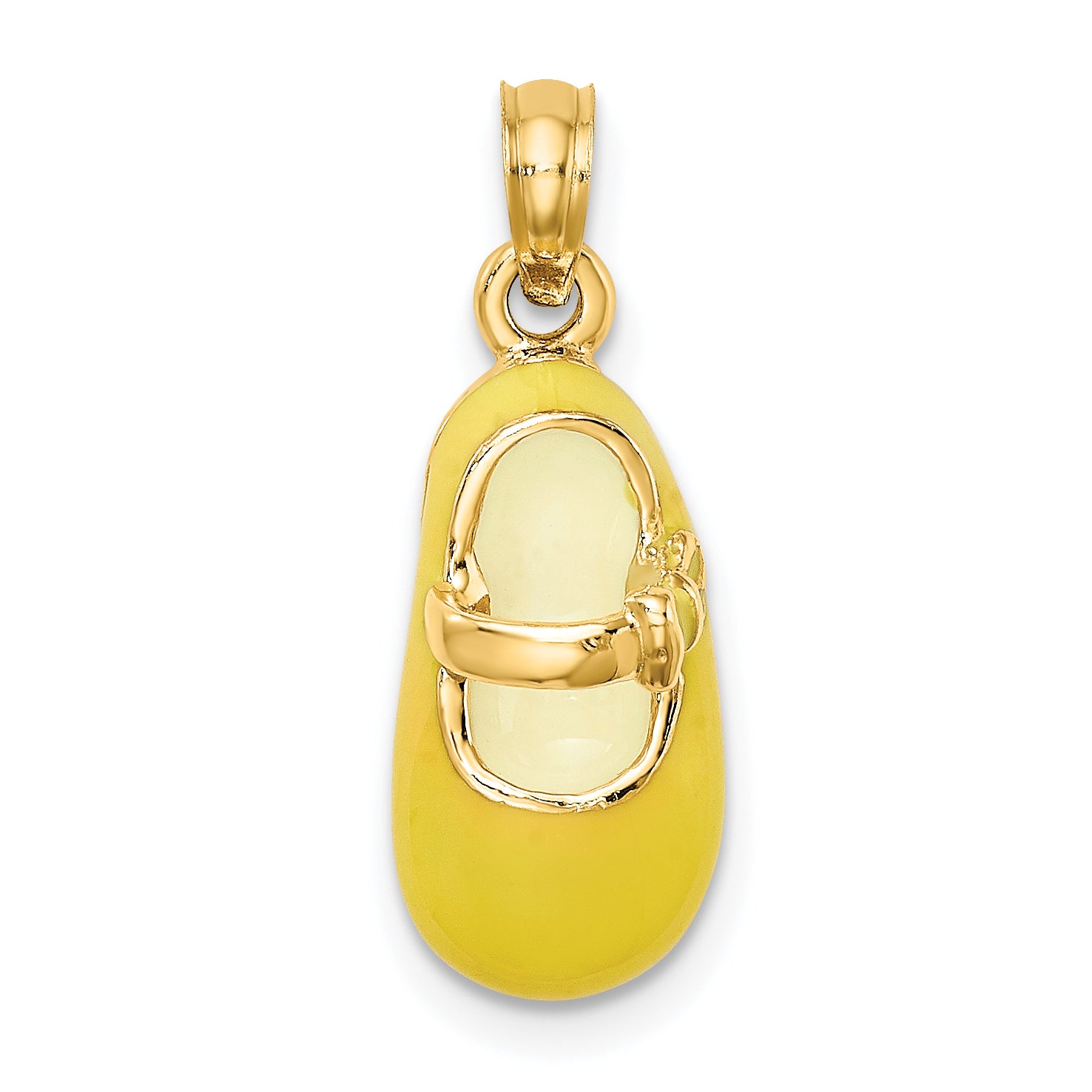 14K 3-D w/ Yellow Enamel Baby Shoe Charm Main image