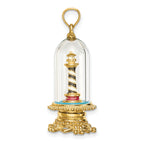 14K 3-D Enamel Lighthouse In Glass Dome Charm