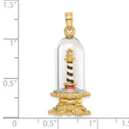 14K 3-D Enamel Lighthouse In Glass Dome Charm