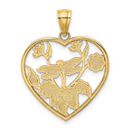 14K Enamel Dragonfly and Flower in Heart Charm