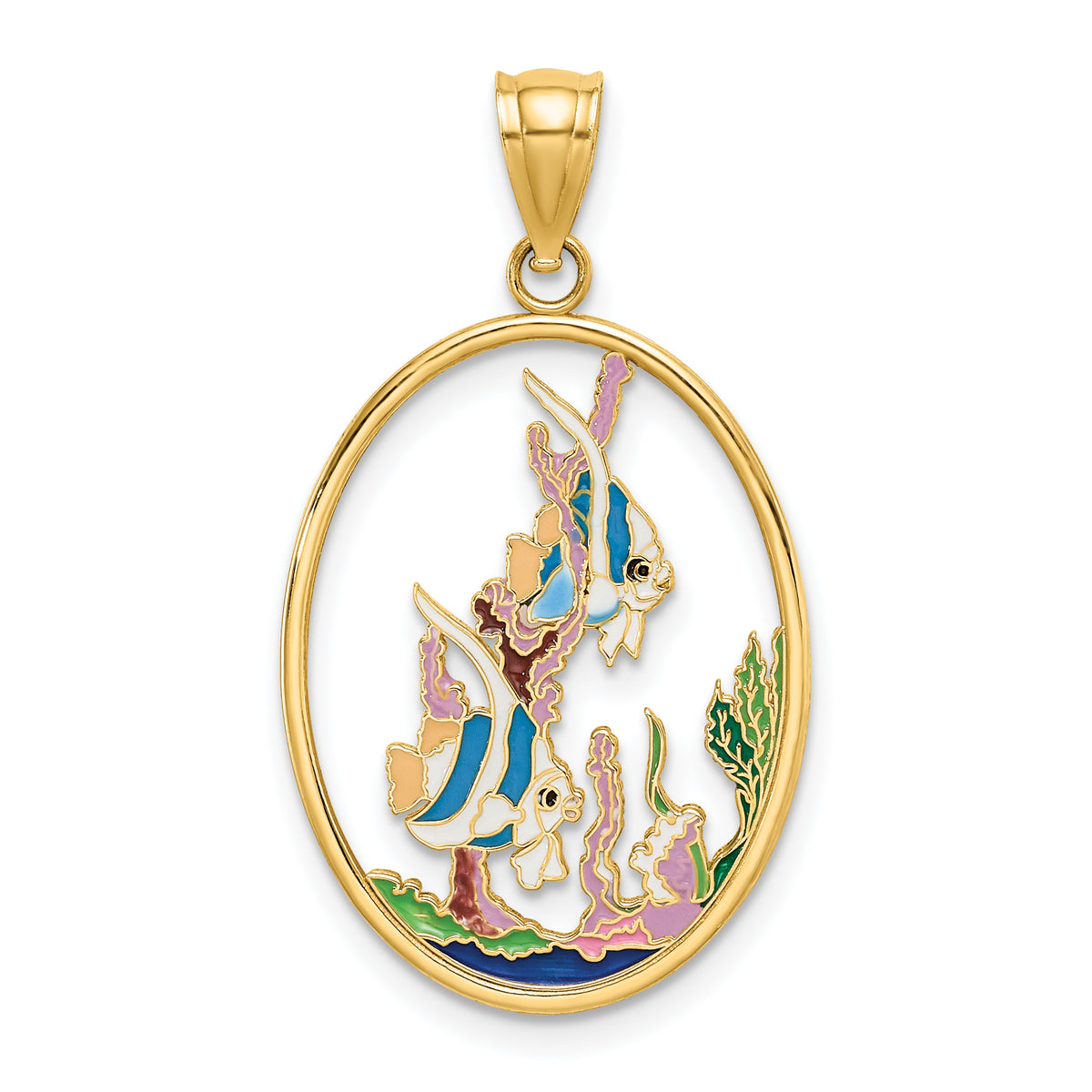 14K Enamel Angelfish In Underwater Scene Charm