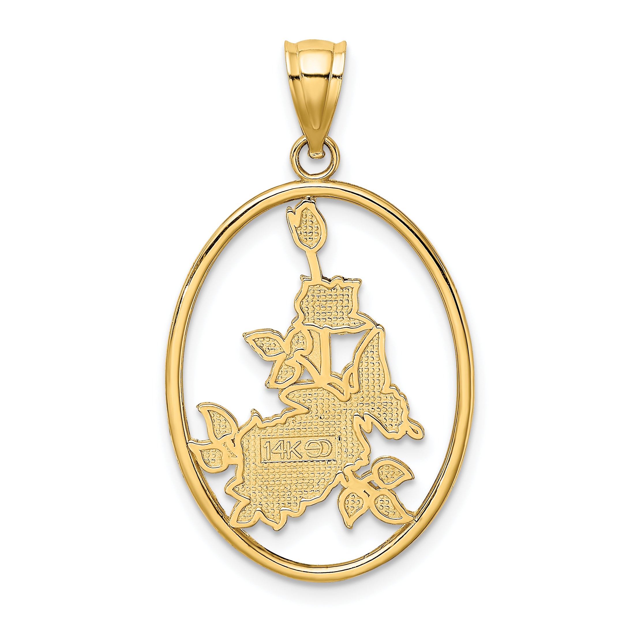 14K Enamel White Butterfly In Oval w/ Orange Flowers Charm