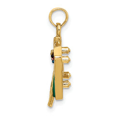 14K W/ Green Enamel 3-D Pool Table Charm