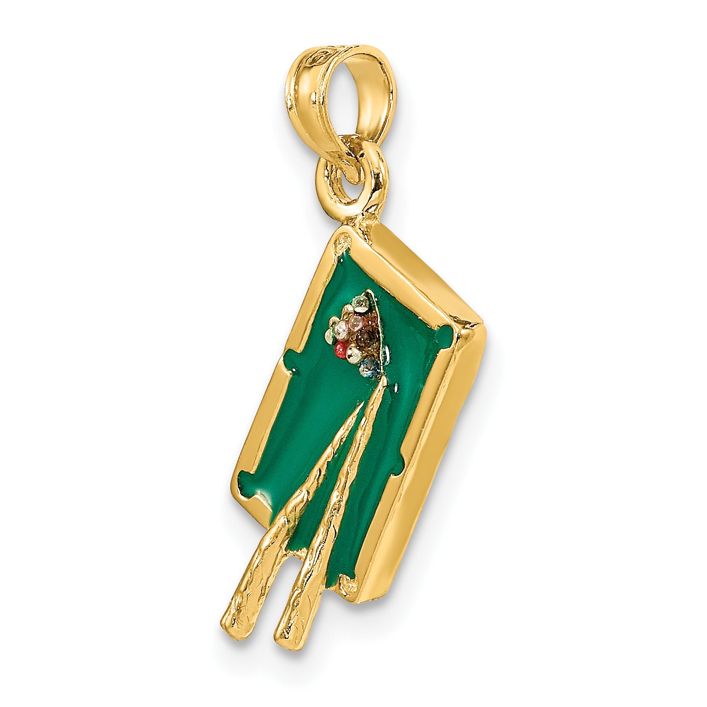 14K W/ Green Enamel 3-D Pool Table Charm