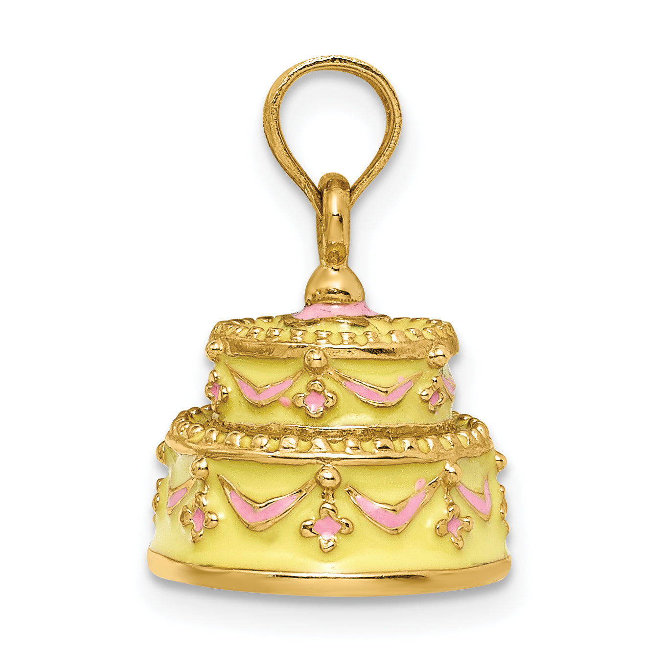 14K 3-D HAPPY ANNIVERSARY Cake w/Yellow Frosting Charm Secondary image