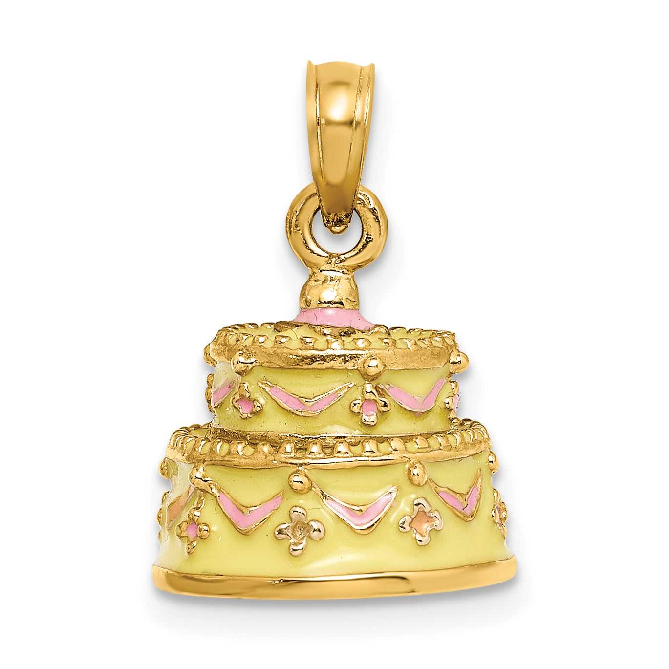 14K 3-D HAPPY ANNIVERSARY Cake w/Yellow Frosting Charm Main image